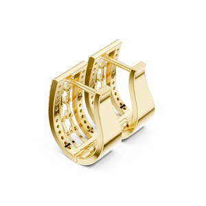 Pendientes de Aro Huggie de Lujo para Mujer, en Oro Amarillo de 14K, con Múltiples Hileras de Diamantes Cultivados en Laboratorio, Corte Brillante Redondo de 0.54ct - Product Image 2