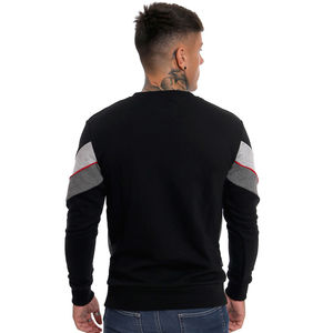 Sudadera de Forro Polar para Hombre, Cuello Redondo, Manga Larga, Color Negro y Gris, con Bloques de Color, Logotipo Personalizado, OEM, ODM, Ropa al por Mayor - Product Image 6