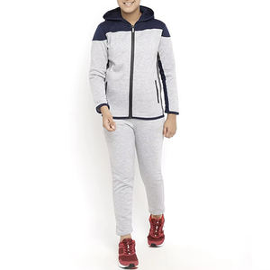 Ensemble de jogging décontracté à capuche de qualité supérieure pour adultes |   Ensemble de survêtement bleu marine contrastant pour l'entraînement et les activités sportives - Product Image 1