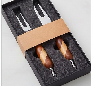 Wooden Handle Stainless Steel <b>Cheese</b> <b>Knives</b> <b>Set</b> Elegant Kitchenware Flatware Dessert Serving Perfect For Weddings And Dining - Product Image 4
