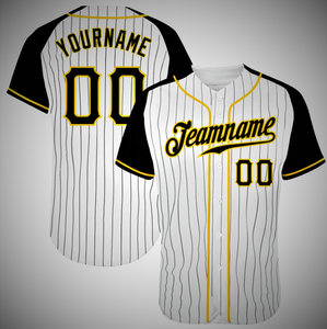 Maillot de baseball personnalisé à rayures fines noires, boutonné sur le devant, nom et numéro de l'équipe, uniforme de baseball pour hommes adultes - Product Image 2