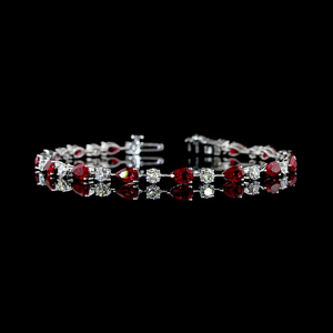 Classic 925 Silver Heart <b>Ruby</b> <b>Bracelet</b> Chain Link Women's Wedding Jewelry - Product Image 1