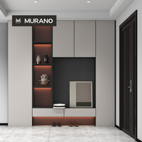 Mobile ingresso modulare personalizzato per tutta la casa con luce LED d'atmosfera, armadio scarpiera multifunzionale smontabile per corridoio