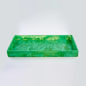 Premium <b>Clear</b> <b>Resin</b> Decorative Tray Marble Theme Swirl Pattern Customizable for Wedding Diwali Home Decor Modern - Product Image 3