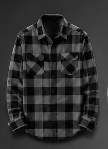 Camisa de Franela a Cuadros de Manga Larga para Hombre, de Alta Calidad, Corte Regular, Informal, de Algodón, con Botones - Product Image 3