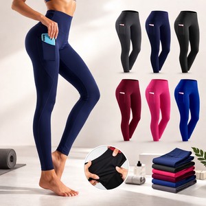 Legging de yoga sans couture taille haute pour femme, avec logo personnalisé, effet scrunch push-up, extensible dans les quatre sens, écologique, pour la gym et le fitness - Product Image 1