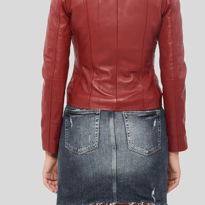 Wholesale Factory Genuine <b>Leather</b> Long Sleeved Breathable Zipper Winter Women's Stylish <b>Outfit</b> Customizable Knitted Finished - Product Image 5