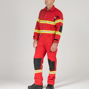 Unisex Red Flame Retardant <b>Waterproof</b> Water Resistant Workwear Coveralls Reflective High Visibility Industrial Safety Uniform - Product Image 2