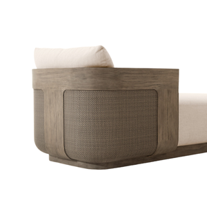 Tumbona Contemporánea de Madera de Teca con Marco Curvo y Panel de Ratán Tejido, Cama de Día para Exteriores, Muebles de Resort Minimalistas de Lujo - Product Image 5
