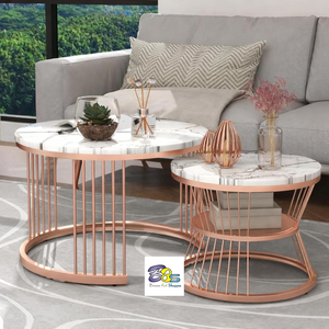 Modern Durable Lightweight Decorative <b>Coffee</b> <b>Table</b> with MDF Top and Iron Frame Stacking <b>Nesting</b> Living Room <b>Table</b> <b>Set</b> 2 - Product Image 4
