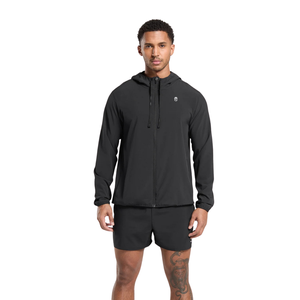 Men Slim Fit Track Jacket Lightweight Zip Up Hooded <b>Windbreaker</b> Training Running Sportswear Casual Activewear <b>Black</b> Coat - Product Image 4