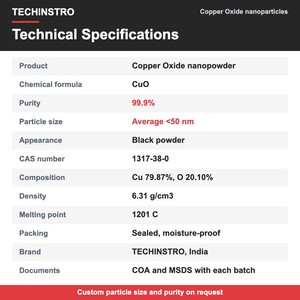 TECHINSTRO Kupferoxid-Nanopartikel CuO-Nanopulver 99,9% <50 nm für Gassensoren Batterieelektroden Forschung - Product Image 2