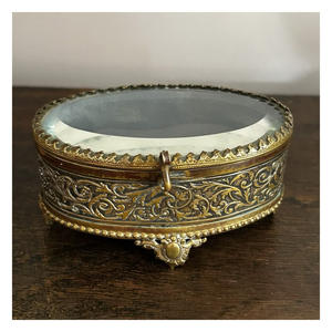 Boîtes à bijoux modernes en verre biseauté en laiton, style européen classique |   Organisateur de bijoux artisanal haut de gamme avec logo couleur personnalisé pour - Product Image 2