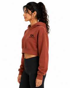 <b>Gym</b> Active Cropped Hooded <b>Sweatshirt</b> Unisex French Terry Cotton Zip Casual Winter Wear Back Logo 340g Oversized Fit - Product Image 4