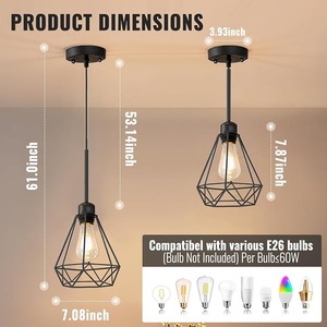 Retro Pendant <b>Lamp</b> Classic <b>Industrial</b> Hanging Ceiling Light with Metal <b>Shade</b> for Restaurant Cafe Kitchen Dining Room Home - Product Image 3
