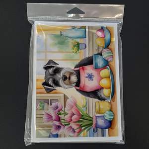 Décor de Schnauzer de Pâques fantaisiste Pack de 8 A7 Taille 5x7 Cartes de notes vierges avec enveloppes à des fins de vœux et de décoration - Product Image 3