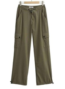 Pantalones Cargo Deportivos de Pierna Ancha y Cintura Alta para Mujer, 100% Algodón, de Secado Rápido, Estilo Casual, para Otoño - Product Image 5