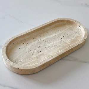 Nuevo Plato Decorativo de Piedra Travertino Beige para Servir, Exhibir y Decorar el Hogar con Elegancia - Product Image 1