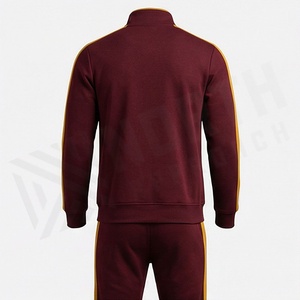 Survêtement pour homme de couleur marron, fermeture éclair intégrale, col montant, vêtements de sport décontractés avec poches latérales, mélange de polyester et de coton, vêtements d'automne - Product Image 2