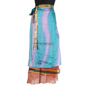 Falda Larga de Seda Sari, Estilo Bohemio, Vintage, Hindú, de Diseño, Talla Grande, Reversible de 2 Capas, Estilo Hippie, Sexy - Product Image 6