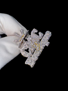 แผ่นป้ายโค้งสีเงิน925เย็นปรับแต่งได้พร้อมโลโก้สร้อยคอประกันเพชรมอยส์ซอไนท์ของขวัญจี้ฮิปฮอปส่องแสงเป็นประกายระยิบระยับ - Product Image 5