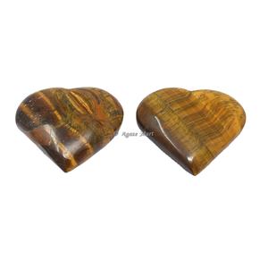 Vente en gros d'agate œil de tigre en cristal naturel en forme de cœur gonflé pour la guérison et l'amour Décoration avec mots de produit en jade - Product Image 1