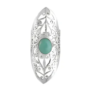 925 Silver Vintage Filigree Ring With Tibetan Turquoise Gemstone Shield Shape Bezel Setting Unisex Everyday Wear Jewelry - Product Image 1