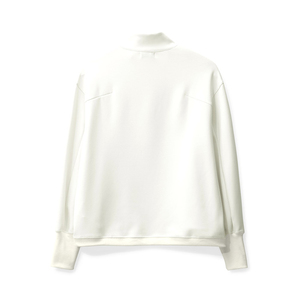 Sudadera de Mujer Color Blanco Hueso con Cierre de Cremallera, Cuello Alto, Hombros Caídos, Manga Larga Asimétrica, Estilo Pullover - Product Image 2