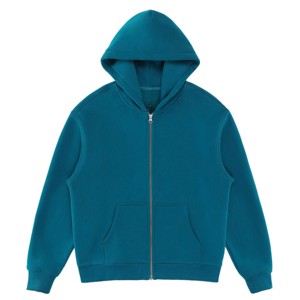 เสื้อฮู้ดซิปผู้ชายสีเขียวเข้มแบบสั่งทำพิเศษ ทรงปกติ ผ้าฝ้าย 100% เสื้อกันหนาวขนแกะ ขายส่ง เสื้อผ้าลำลองแนวสตรีท ขายส่งจำนวนมาก B2B สหรัฐอเมริกา - Product Image 2