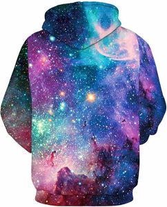 Sudadera con Capucha Unisex con Estampado de Galaxia, Corte Regular, Informal, Transpirable, de Poliéster Tejido, Estilo Otoñal, Gran Venta - Product Image 5