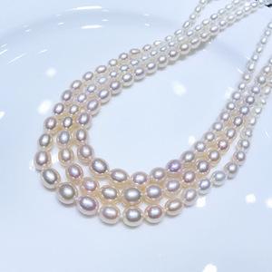 Collier de perles d'eau douce avec fermoir à boucle en argent massif, chaîne à maillons de homard, 4-7 mm, dégradé rose blanc, S925, nouveau, norme métrique - Product Image 2