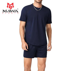 Conjunto de Camiseta y Pantalones Cortos de Cuello Redondo para Hombre, 100% Algodón, de Alta Calidad, Personalizado, Informal, Verano, Superventas - Product Image 1
