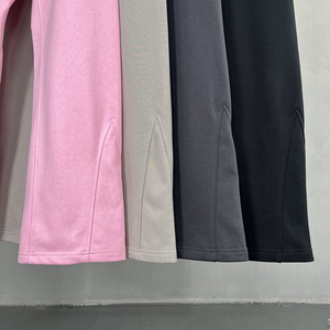 Pantalon de survêtement personnalisé avec logo, patchwork, en coton bouclette, coupe évasée, surdimensionné, pattes d'éléphant, épais, pour homme - Product Image 5