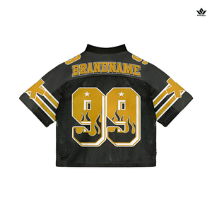 Custom Men's Black Gold American Football Jersey Number 99 V-Neck <b>Short</b> Sleeve Breathable <b>Mesh</b> Sublimated Adult Team Sports - Product Image 2