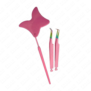 Pink Powder Coated Eyelash Extension Tweezers Stainless Steel Butterfly Mirror Design Precision Lash <b>Tool</b> Custom Logo - Product Image 4