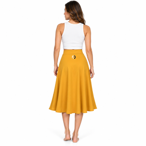 Choisissez un look fluide et élégant avec la jupe midi pour femme, conçue pour des mouvements confortables et une coordination facile avec le reste de votre garde-robe. - Product Image 2