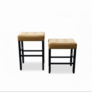 Ensemble de 2 tabourets de bar et de comptoir en cuir PU, ensemble de tabourets capitonnés en cuir PU, ensemble de tabourets rembourrés en PU avec structure en bois massif, hauteur bar et comptoir - Product Image 1