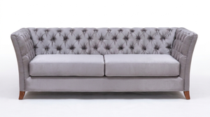 Gray Velvet Modern Tufted Two Seat <b>Sofa</b> <b>Bed</b> for Living Room Hotel Lounge - Product Image 2