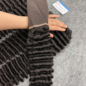 2026 Haute Qualité Cheveux Humains Ondulés Profonds Effet Vapeur, Closure et Frontal, Ligne de Cheveux Naturelle, Nœud Unique, Cuticules Alignées, Prix Usine - Product Image 1