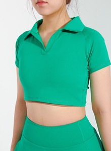 Nouveau design tendance, chemise décontractée en tricot Oxford pour femmes, manches courtes, haute qualité - Product Image 5