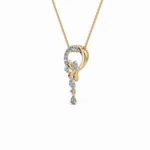 Colgante de Diamante Cultivado en Laboratorio Etereinte en Oro Amarillo de 18K, Corte Redondo y Pera, Collar de Compromiso y Boda, Certificado IGI - Product Image 4