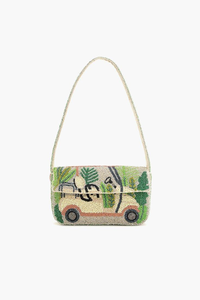 Heavy Duty Artisan Crafted Glass Bead Embroidery Red <b>White</b> Combination Vintage Multi-Thematic Fashion Square <b>Evening</b> Clutch <b>Bag</b> - Product Image 5