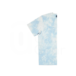 Camiseta de Manga Corta con Cuello Redondo y Estampado Tie-Dye para Hombre, Corte Regular, Tejido de Punto Informal, Diseño con Patrón Azul y Blanco - Product Image 5