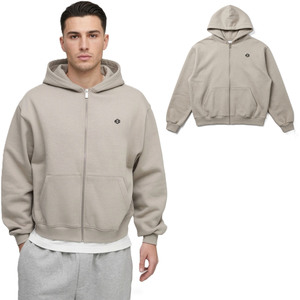 เสื้อฮู้ดซิปผ้าฝ้ายฟลีซสำหรับผู้ชาย รับทำโลโก้ เสื้อฮู้ดหนาน้ำหนักมากสำหรับผู้ชาย เสื้อฮู้ดสตรีทแวร์แบบเรียบสำหรับผู้ชาย ผลิตจากโรงงาน - Product Image 1