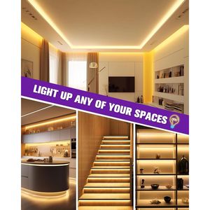 COB <b>LED</b> Strip <b>Lights</b> Kit <b>Warm</b> White 12V Remote Power Supply 16.4ft Dimmable Tape <b>Light</b> 2400LEDs 305+Lm/ft for UL Strip <b>Lights</b> - Product Image 3