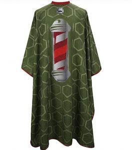 Bata de Barbero Impermeable de Poliéster Estilo Barberpole Verde Oliva con Detección de Agujas y Fusión sin Costuras Unisex - Product Image 1