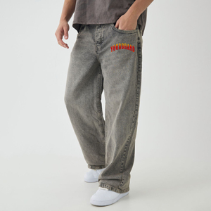 Jeans de Mezclilla Lavados Personalizados de Alta Calidad para Hombre, Corte Recto Clásico, Bordados, Estilo Hip Hop Vintage, Pantalones de Mezclilla para Invierno - Product Image 4