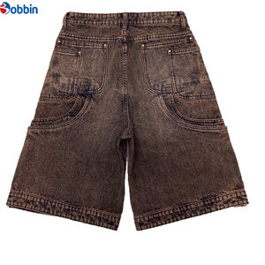 Shorts en jean pour hommes, style streetwear hip-hop, été, personnalisés, avec poches utilitaires cargo, coupe baggy, effet délavé à la pierre et à l'acide - Product Image 3