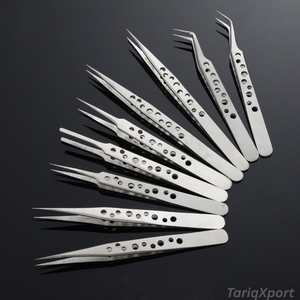 Outils professionnels de haute précision en acier inoxydable pour extensions de cils, ensemble de 4 ou 5 pinces à cils avec brosse à cils pour salon et domicile - Product Image 5