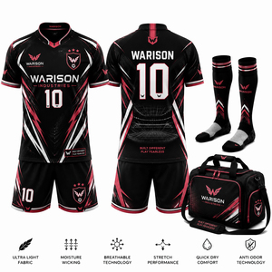 High Quality Unisex Football Uniform Set Soccer Jersey Short Socks And Bag Pack Football Training Kit - Product Image 3